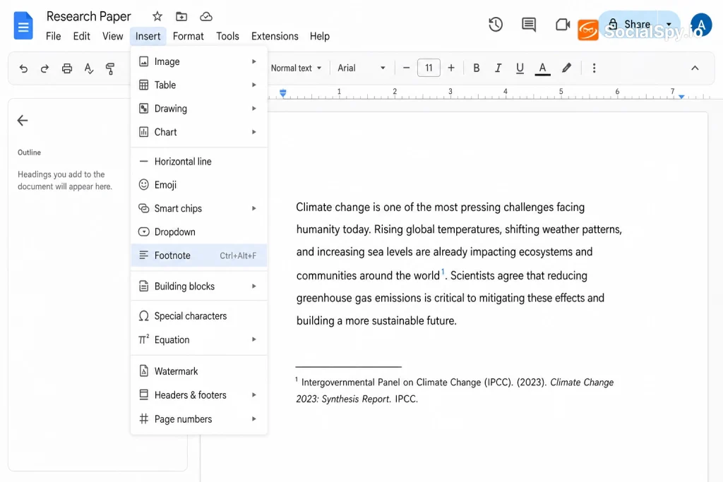 How to Insert Footnote in Google Docs
