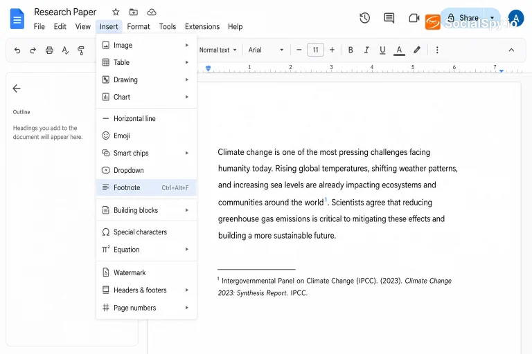 How to Insert Footnote in Google Docs