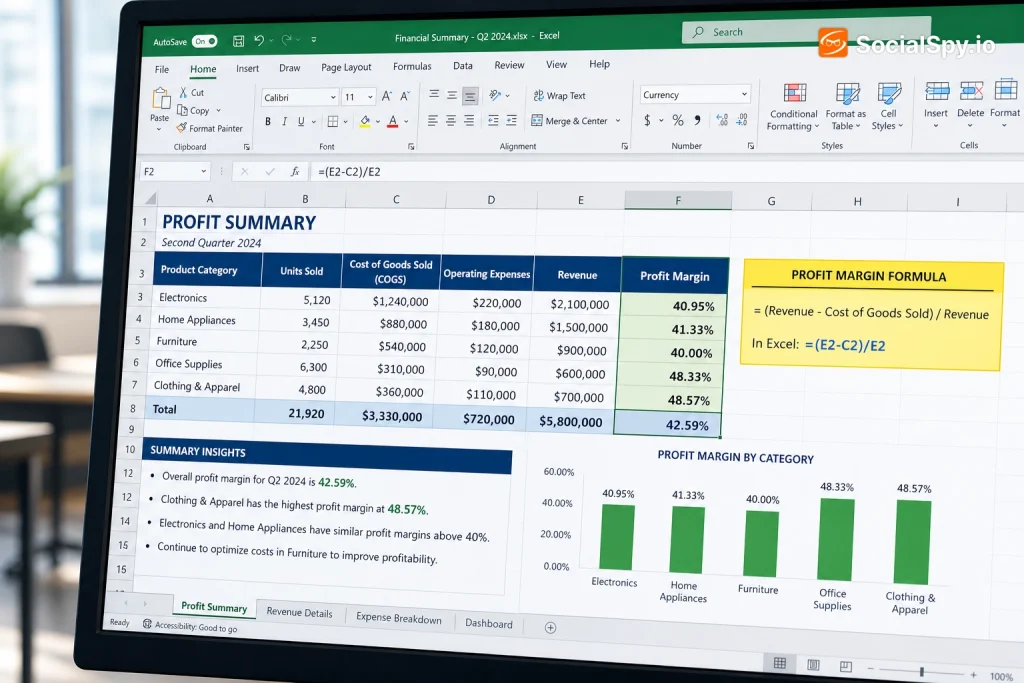 Profit Margin Formula for Excel