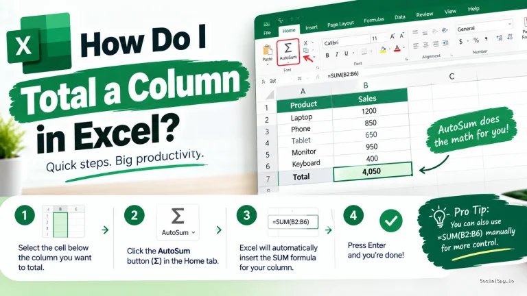 How Do I Total a Column in Excel