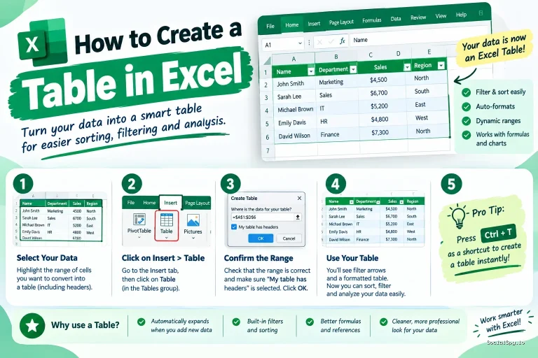 How to Create a Table in Excel